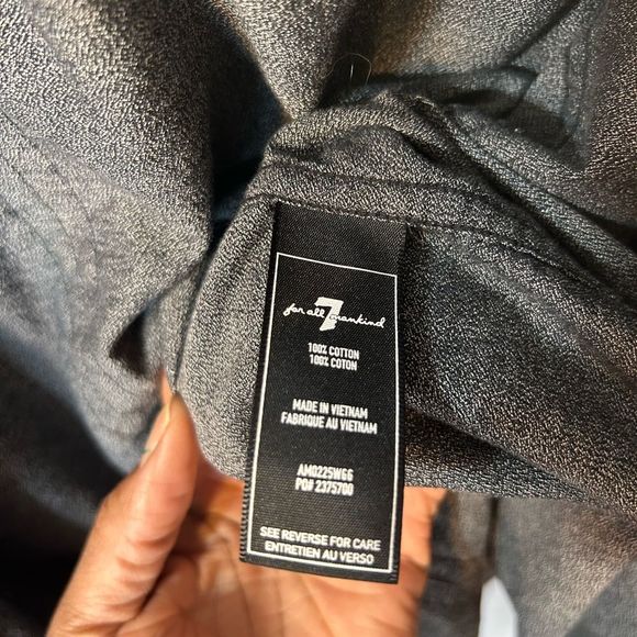 7 For All Mankind Men’s Button Down Shirt Long Sleeve Gray 100%cotton Size M - Picture 15 of 16